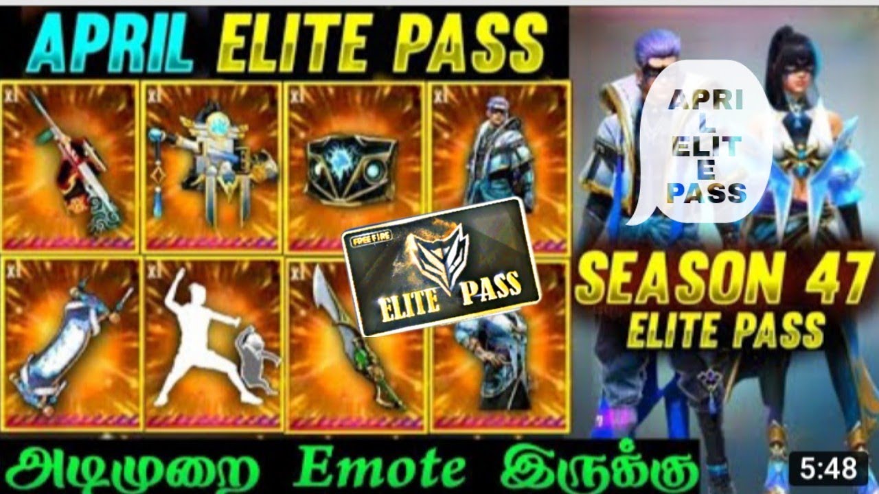 free fire april elite pass 2022 tamil || April elite pass ff