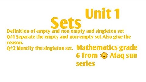 grade 6,Unit 1,EX:1.3,Q#2(Identify empty and non-empty setsAlso give the reason)from🌞Afaq Sun Series