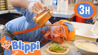 Blippi Learns How To Make Pizza In A Pizzeria! | 3 Hours Of Blippi Toys!