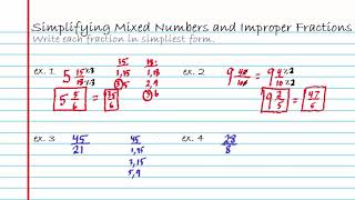 Simplifying Mixed Numbers and Improper Fractions