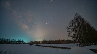 北海道更別村【更南・更別】夕陽と星空タイムラプス4K