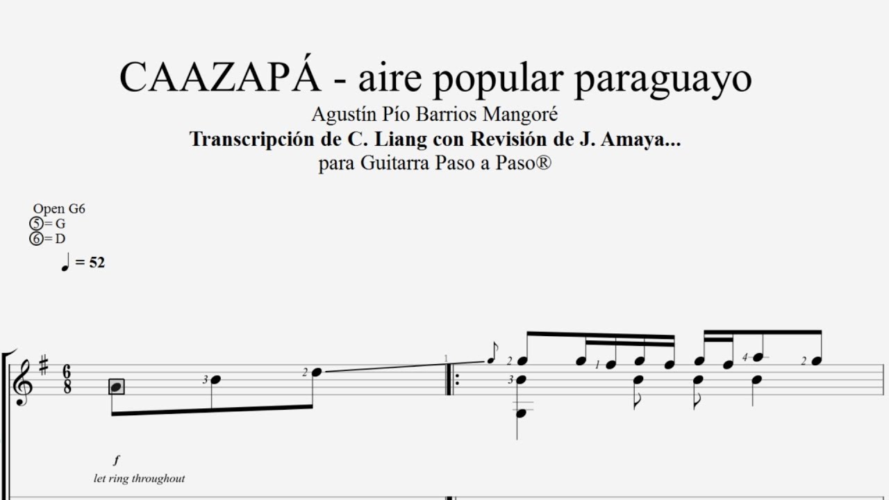 Caazapá - Agustín Barrios - Tablatura por Jesús Amaya...