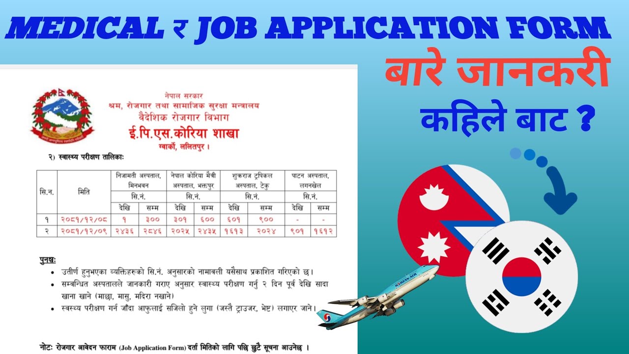 Manufacturing 3rd shift को Medical र Job Application form कहिले बाट ? 