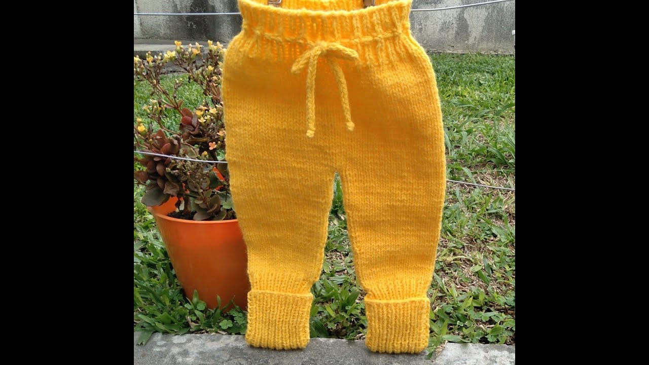 Calça em Tricô com Cobre Pé Reversível para Bebês de  + ou -  0 a 2 Meses.