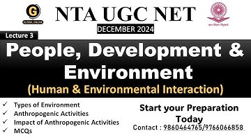 Human & Environmental Interaction Anthropogenic Activity | NTA UGC NET December 2024 Paper 1 English