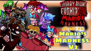 Fnf React To Mario's Madness V2 FULL WEEK + Cutscenes (Mario 85'/MX/Mario.EXE) Part- 1