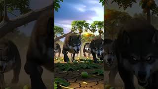 Grandmother plants papaya trees and the wolves destroy them😭|| #shorts #ai #wolves