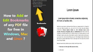 How to Add or Edit Bookmarks of any PDF file for free in Windows, Mac and Linux 