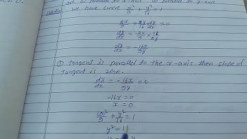 Find points on the curve x²/9 + y²/16 = 1 at which the tangents are (1) parallel to x-axis