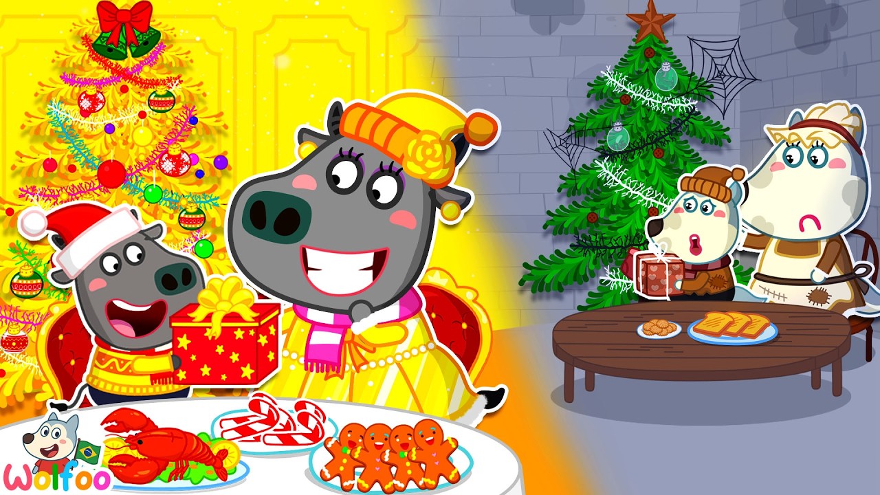 Festa de Natal Rico vs Pobre! 🎄 História Divertida 👀 Wolfoo Desafio Divertido
