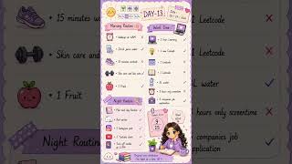🌸 DAY 13 Routine Planner | 9/15 Progress 💜 Realistic Self-Improvement &amp; Productivity Journey