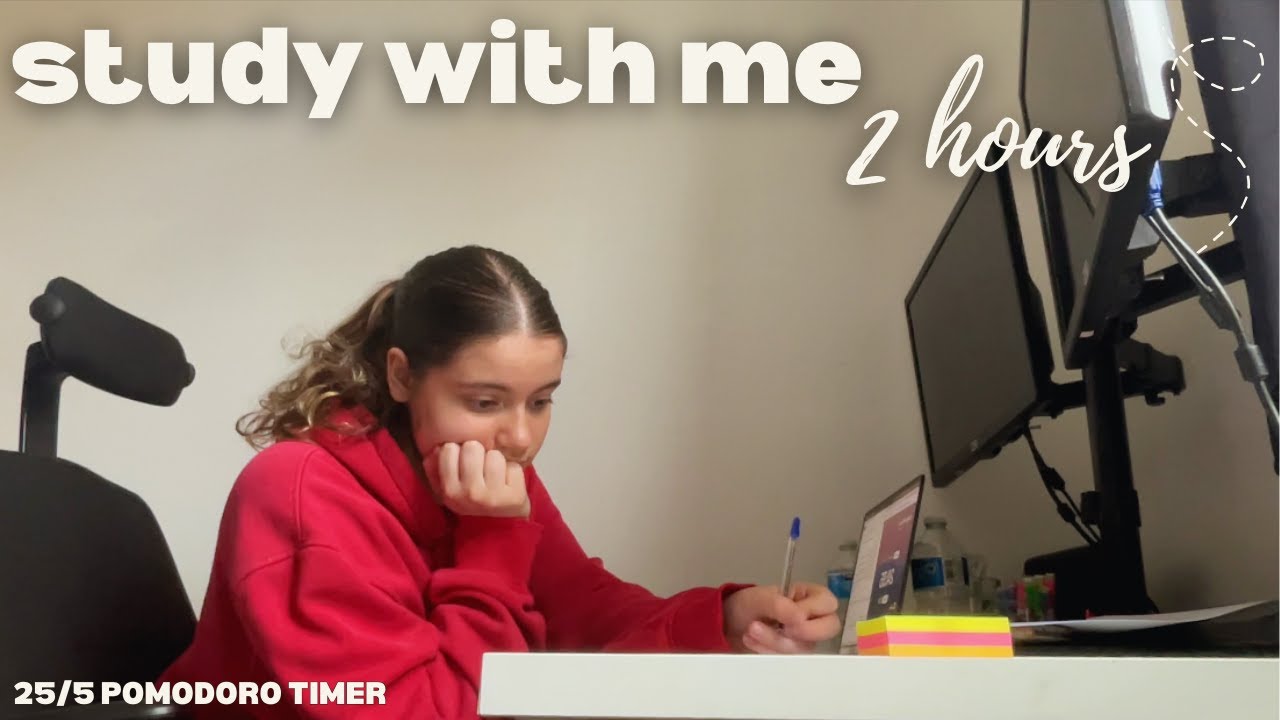 2 HOUR STUDY WITH ME [Pomodoro 25/5] REAL TIME - No Music - YouTube