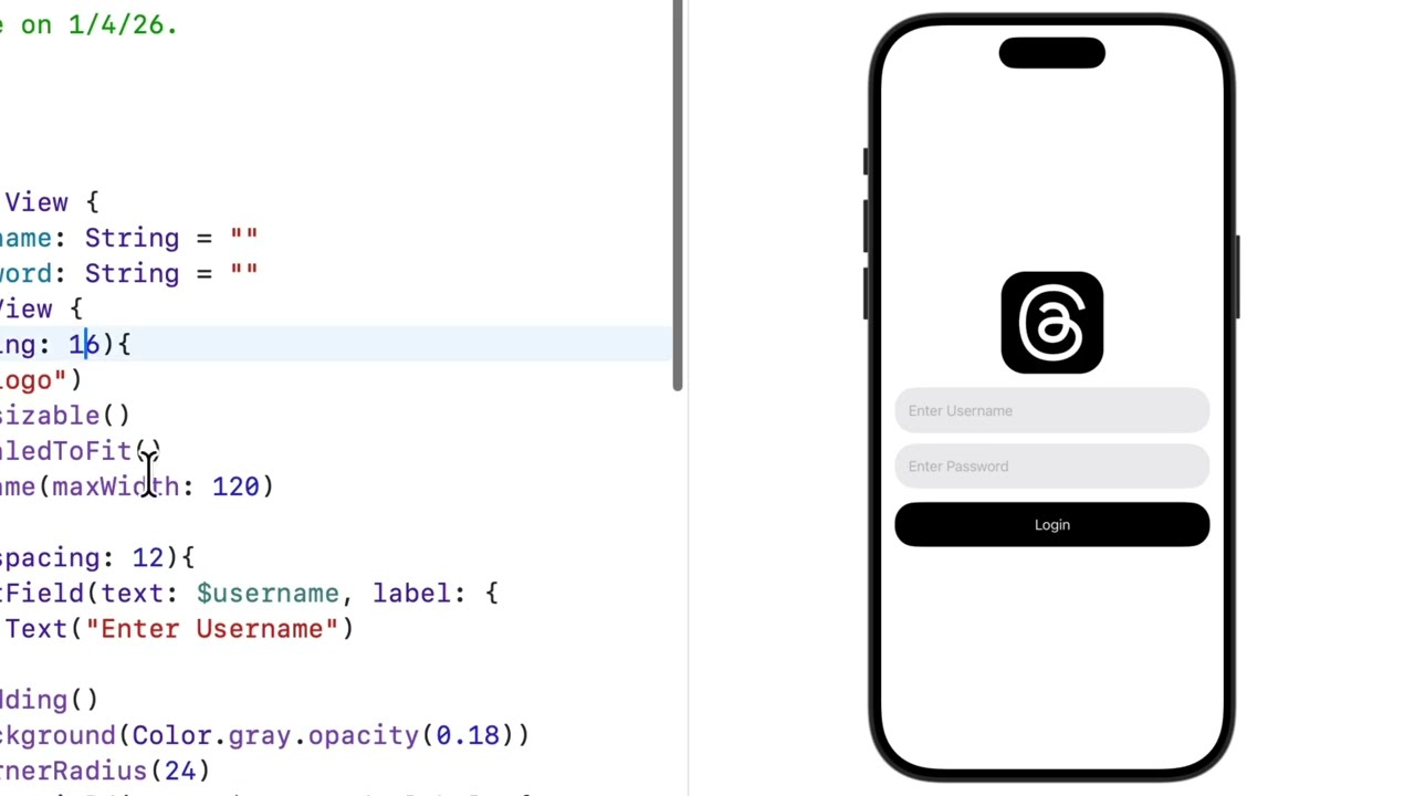 SwiftUI Tutorial: Design Threads Login Screen (iOS App UI)