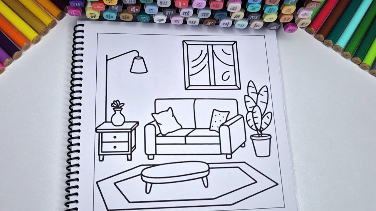 ASMR Color with Me | Cozy Cute Living Room Coloring Book | Relaxing Home Vibes