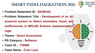 Civic lens | SIH26102-AI based anomaly & risk detection platform for MPLADS | NIGRANI AI | Prototype