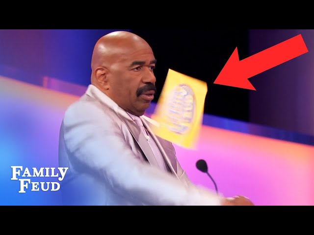 Steve Harvey throws his card at crappy answer!