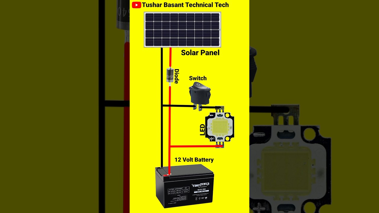 12 volt Solar Panel Rechargeable LED light Connection DIY Project #shorts
