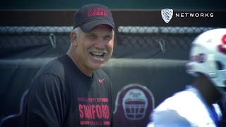 Stanford defensive backs coach Duane Akina uses some unique comment...