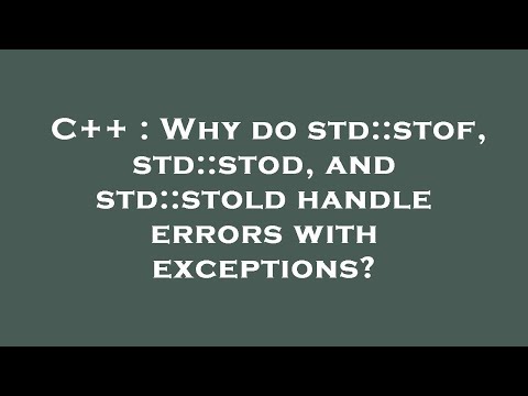 C++ : Why do std::stof, std::stod, and std::stold handle errors with exceptions?