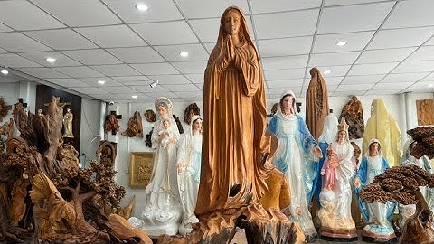 #141 Tượng Đức Mẹ Vô Nhiễm 90cm Gỗ Trai Tự Nhiên Liền Khối | Tượng Gỗ Công Giáo