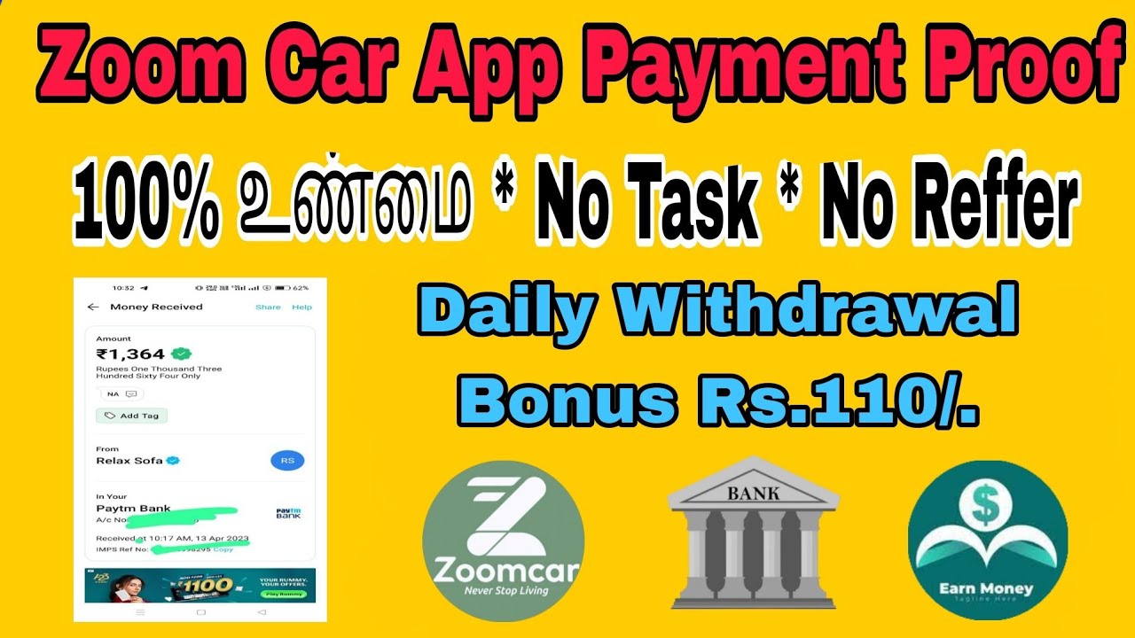 New Power Bank app launch 💯 உண்மை Zoom Car App Daily Earning app online money earning