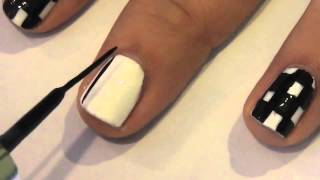 First Video : Easy black and White Checkered Nail art