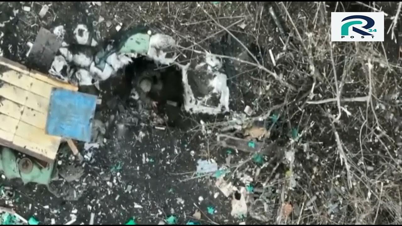 Ukraine war footage 853, Ukrainian quadcopter drone, dropping grenades