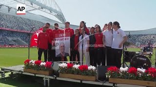 Memorial ceremony for hostage Tzachi Idan at the stadium of his beloved team in Tel Aviv Memorial ceremony for hostage Tzachi Idan at the stadium of his beloved team in Tel Aviv