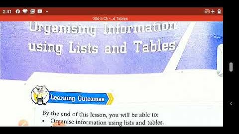 Std-5 Ch-3 Organising Information using List and Tables