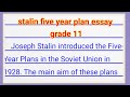 stalin five year plan essay grade 11 | stalin five year plan essay