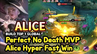 Alice (Mythical Glory): No Death MVP | Hyper Fast Win Perfect Game | MLBB Ranked Gameplay
