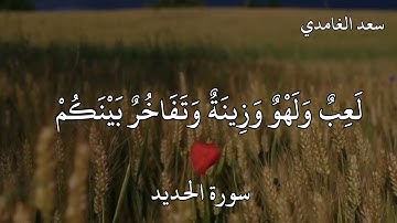 القارئ سعد الغامدي سورة الحديد (اعْلَمُوا أَنَّمَا الْحَيَاةُ الدُّنْيَا لَعِبٌ وَلَهْوٌ وَزِينَةٌ )