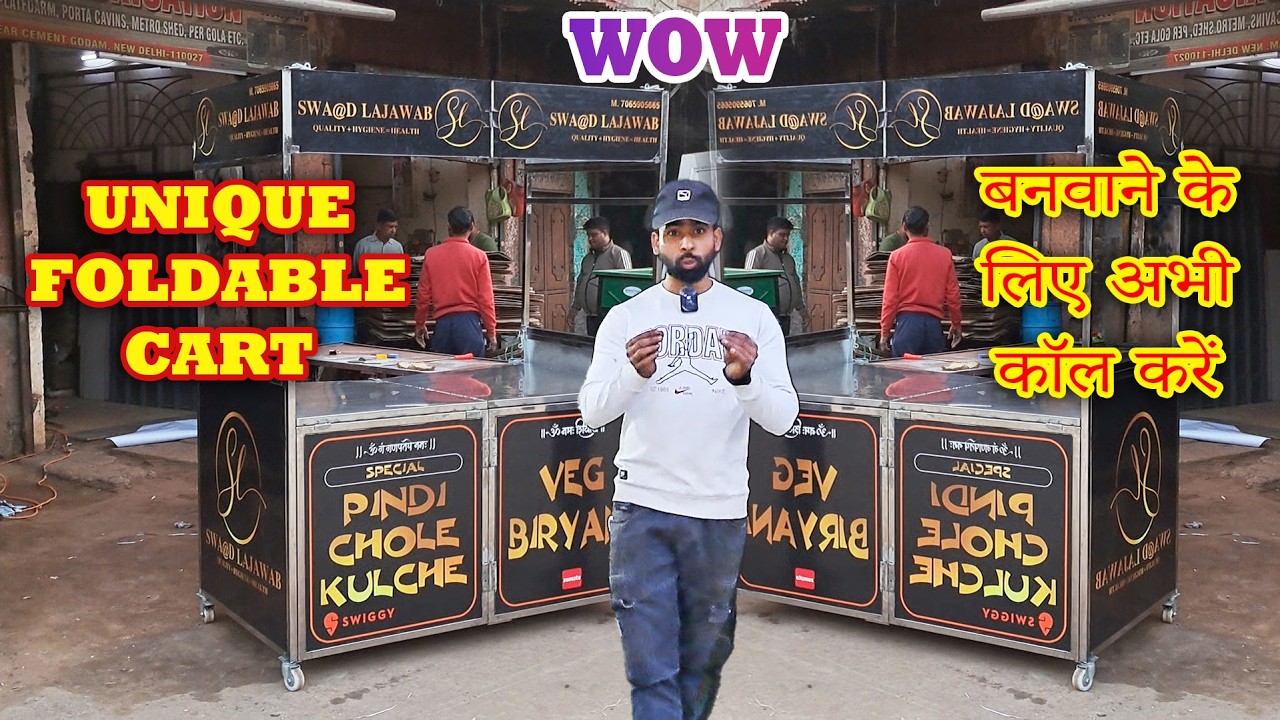 SS 304 Design Foldable Food Cart