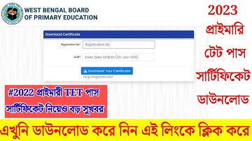 Primary TET pass certificate download link/ 2023 primary tet pass certificate download/ primary tet 