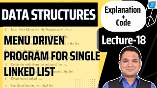 Menu Driven Program for Single Linked List #18 #DSA #LinkedList #CProgramming