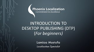 Desktop publishing DTP course  Session 01 Introduction