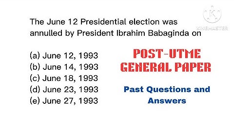 Post UTME General Paper Past Questions and Answers. General knowledge Questions. Current Affairs.