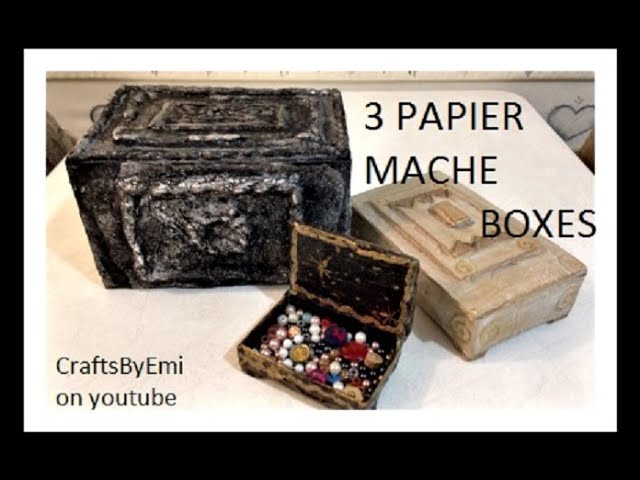 3 Round Nesting Paper Mache Boxes - Largest 14.5x7.5cm | Papier Mache Boxes