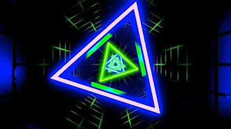 🔷 4K Screensaver – Blue and Green Neon Triangle | Futuristic VJ Tunnel (No Sound)
