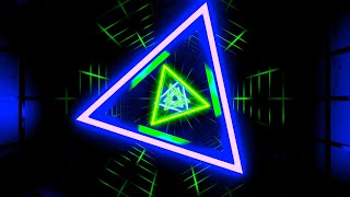 🔷 4K Screensaver – Blue and Green Neon Triangle | Futuristic VJ Tunnel (No Sound)