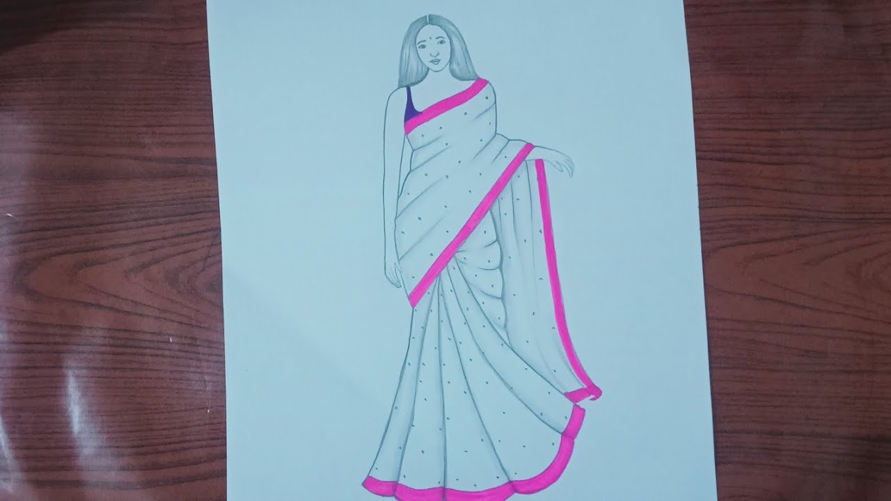 How to Draw a Girl Wearing Saree || Pencil Sketch for Beginners girl drawing 