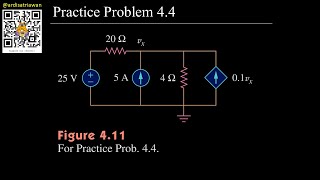 Practice Problem 4.4 Fundamental of Electric Circuits (Alexander/Sadiku) 5th Edition - Superposition
