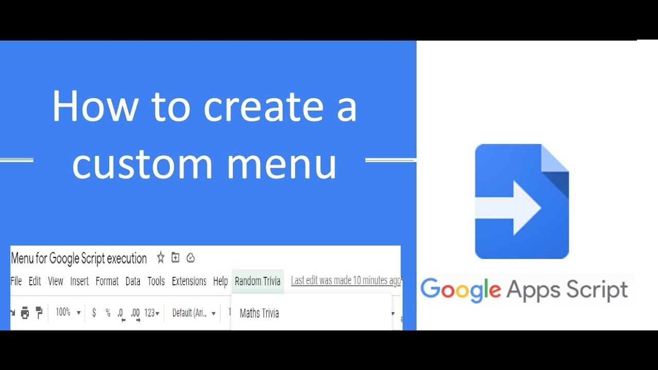 How to Create Menu to execute Script in Google Sheet - YouTube
