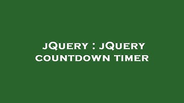 jQuery : jQuery countdown timer