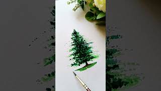 Christmas Tree easy tutorial/christmas painting #shortsfeed #drawtutorial #christmastree #christmas