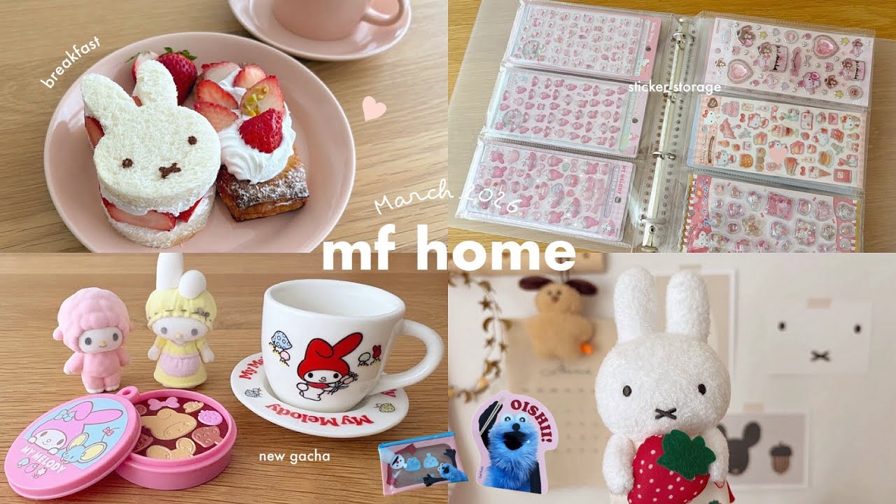 春のかわいい購入品とシール収納🐰📔🍓 | ミッフィー いちごサンド､スシロー×スンスン🍣 ､セリア購入品､ガチャガチャ