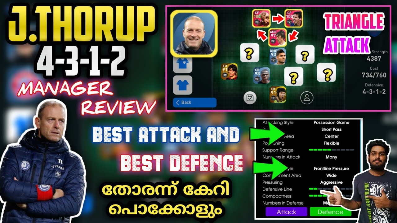 Reviewing One Of The Best Manager In 4 3 1 2 Formation Pes 21 J Thorup Best For Online Offline Youtube