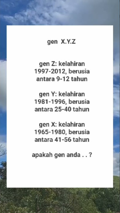 gen berdasarkan tahun lahir genZ genX genY#short