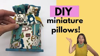How to sew a mini pillow - easy miniature pillow for a doll house. 1/12th size.