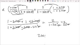 IB Maths, Unit 5, Lesson 1, Verifying and Simplify with Trigonometry
